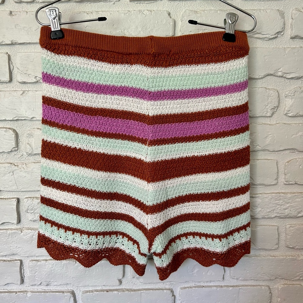 No‎ Comment High Waist Striped Crochet Knit Shorts Size Small - Picture 5 of 6